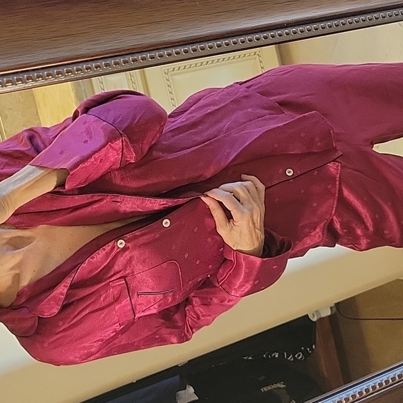 Women's Satin Pajama Set - Pink - Picture 1 of 16